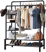 Klass Home Heavy Duty Clothes Rail 120KG with Shoe Rack & Hooks view 9