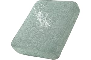 KELUINA 100% Waterproof Couch Cushion Covers, Stretch Leaf Jacquard Sofa Seat Cushion Slipcovers Washable Furniture Protector for Armchair Loveseat Sofa Chaise (Matcha Green,1)