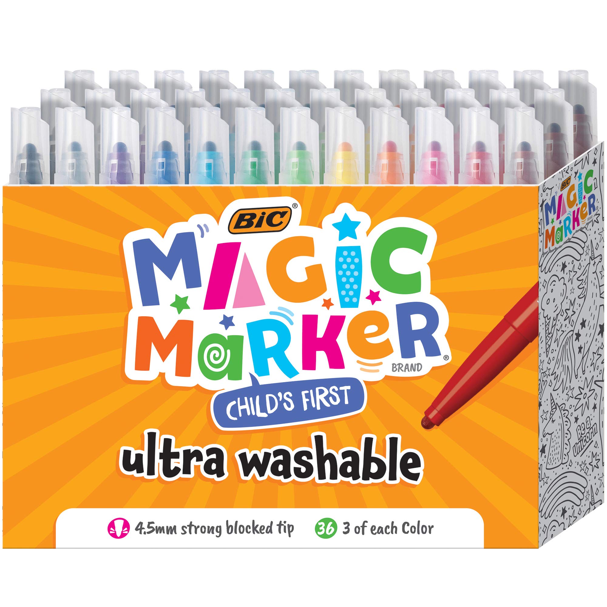 Photo 1 of BIC Magic Marker; Flexible Brush Tip (4.5 mm); Assorted Colors; Kids Coloring; 36-Count