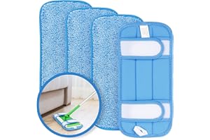 HOMEXCEL Microfiber Reusable Mop Pads Compatible with Swiffer Sweeper- Machine Washable Microfiber Mop Pad Refills for Househ