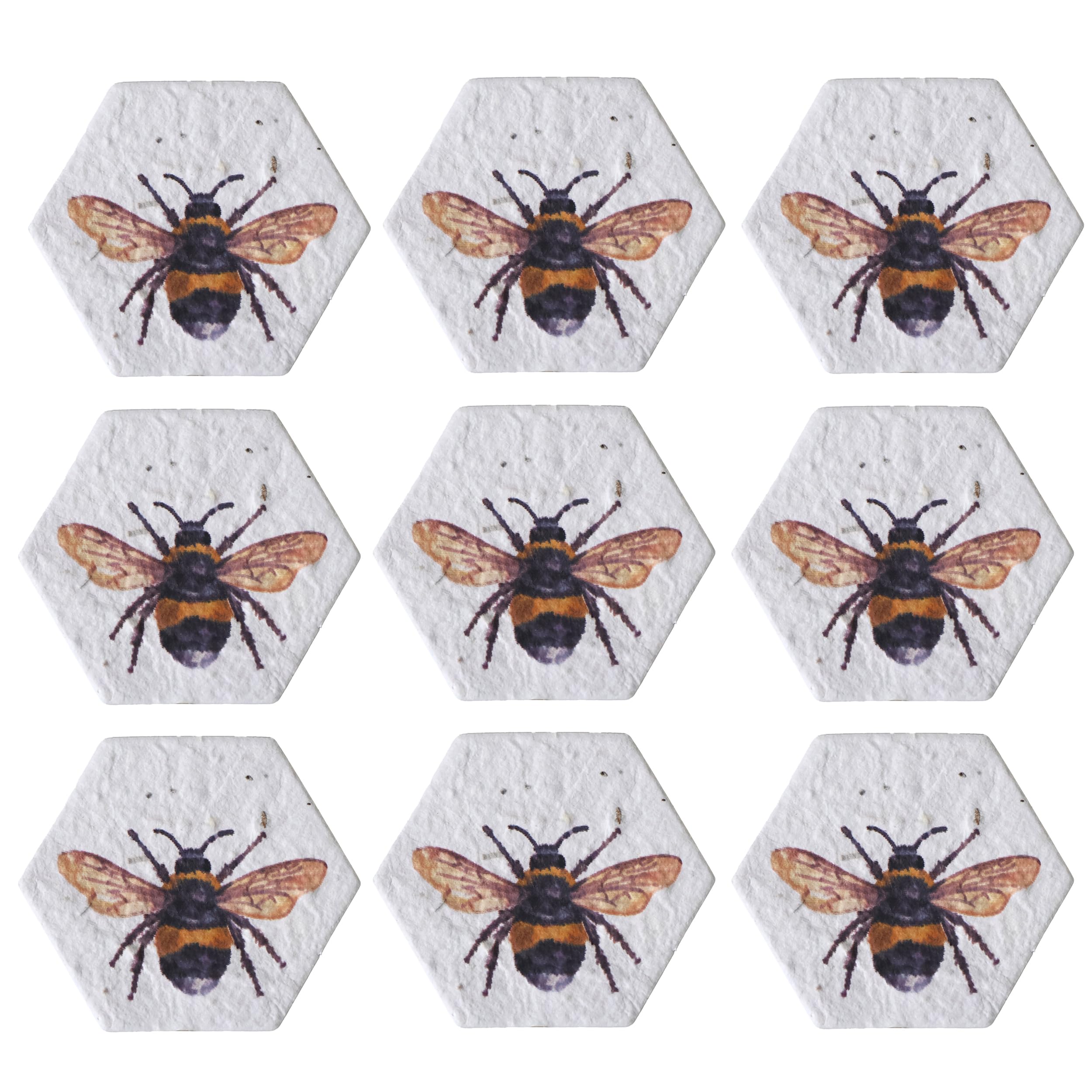 Revive a Bee Plantable Seed Paper Hexagons (Pack of 50), Printed White Tailed Bee Wildflower Seeded Paper Rewilding Aid For Weddings, Parties, Funerals