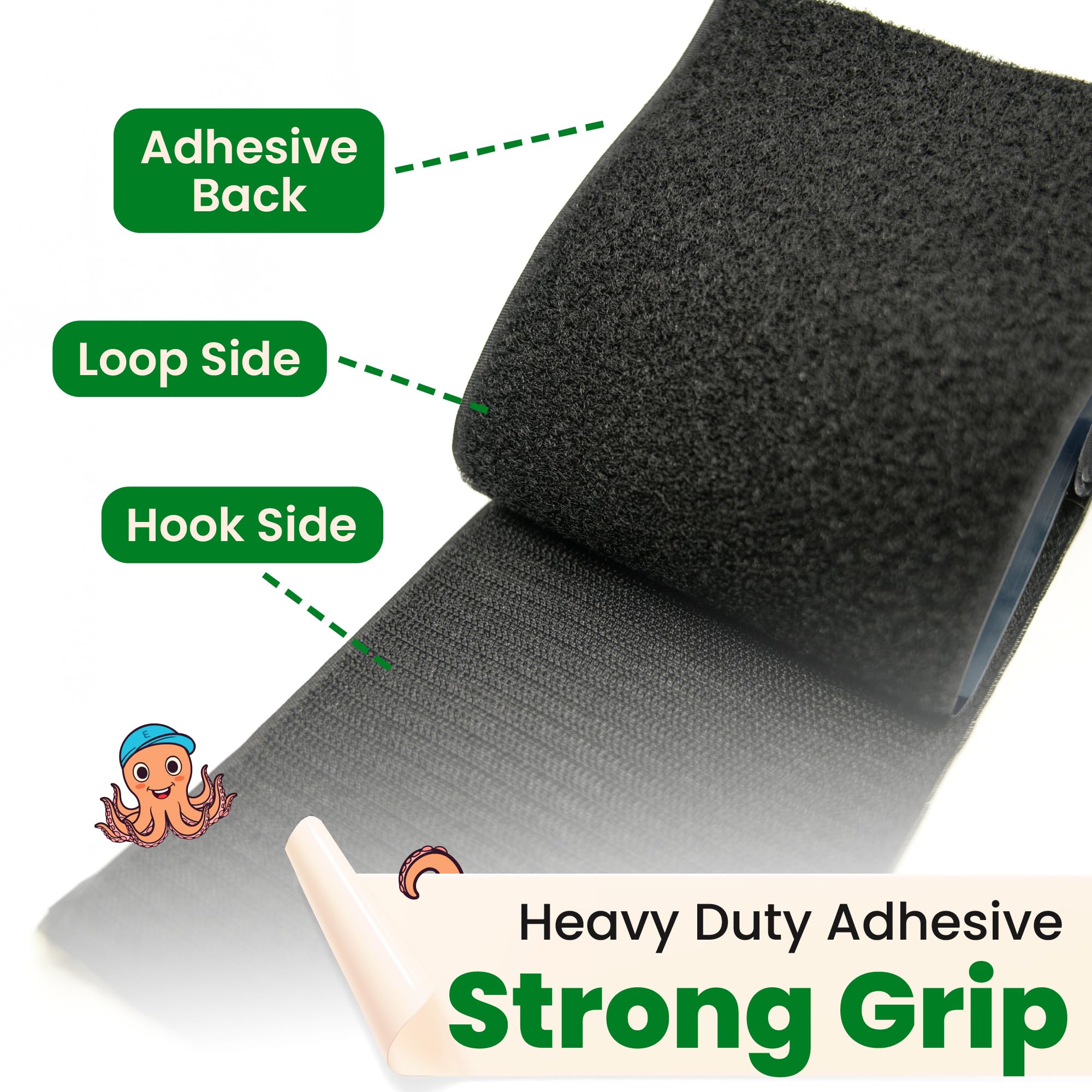 ECOHomes Heavy Duty Strips for Couch Cushions 4 Inch x 6.5 FT Keep Sofa Cushions from Sliding - Adhesive Hook And Loop Tape Roll To Prevent Sliding Couch Cushion, Outdoor Non Slip Furniture Grip Black
