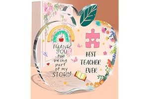 Petitian Gift Ideas for Women Clear Heart Acrylic Presents Paperweight Keepsake for Mother's Day Birthday Anniversary Christmas Thanksgiving Christmas Easter (AppleTeacher Gift)