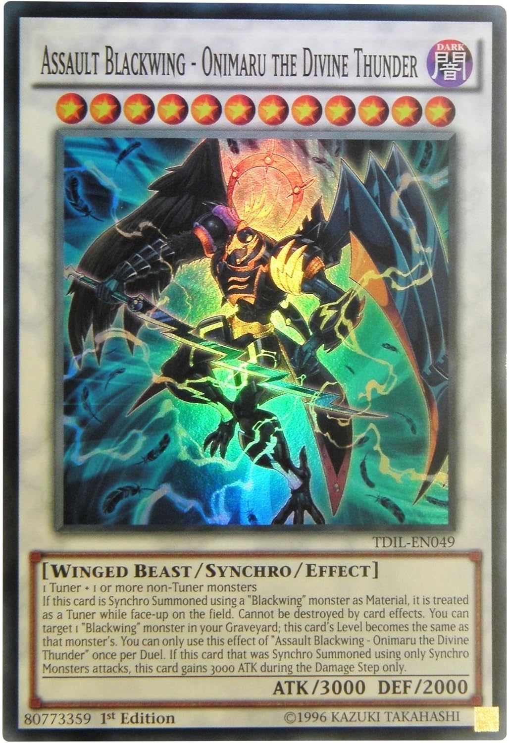 Yu Gi Oh Assault Blackwing Onimaru The Divine Thunder Tdil En049 Super Rare Amazon Co Uk Toys Games