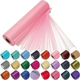 Trimming Shop Organza Roll Snow Sheer Glitter 25m x 29cm Pink view 1
