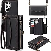 DKDKSIP for Samsung Galaxy S24 Ultra Wallet Case for Women, [Wireless Charging] [RFID Blocking] [12 Card Holder], Leather Detachable Magnetic Strap Phone Case for Galaxy S24 Ultra 6.8", Black
