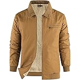 Rousytn Men's Duck Detroit Jacket Sherpa Lined Waxed Cotton Winter Jackets Water Resistant Canvas Coat(BrownDuck-M)