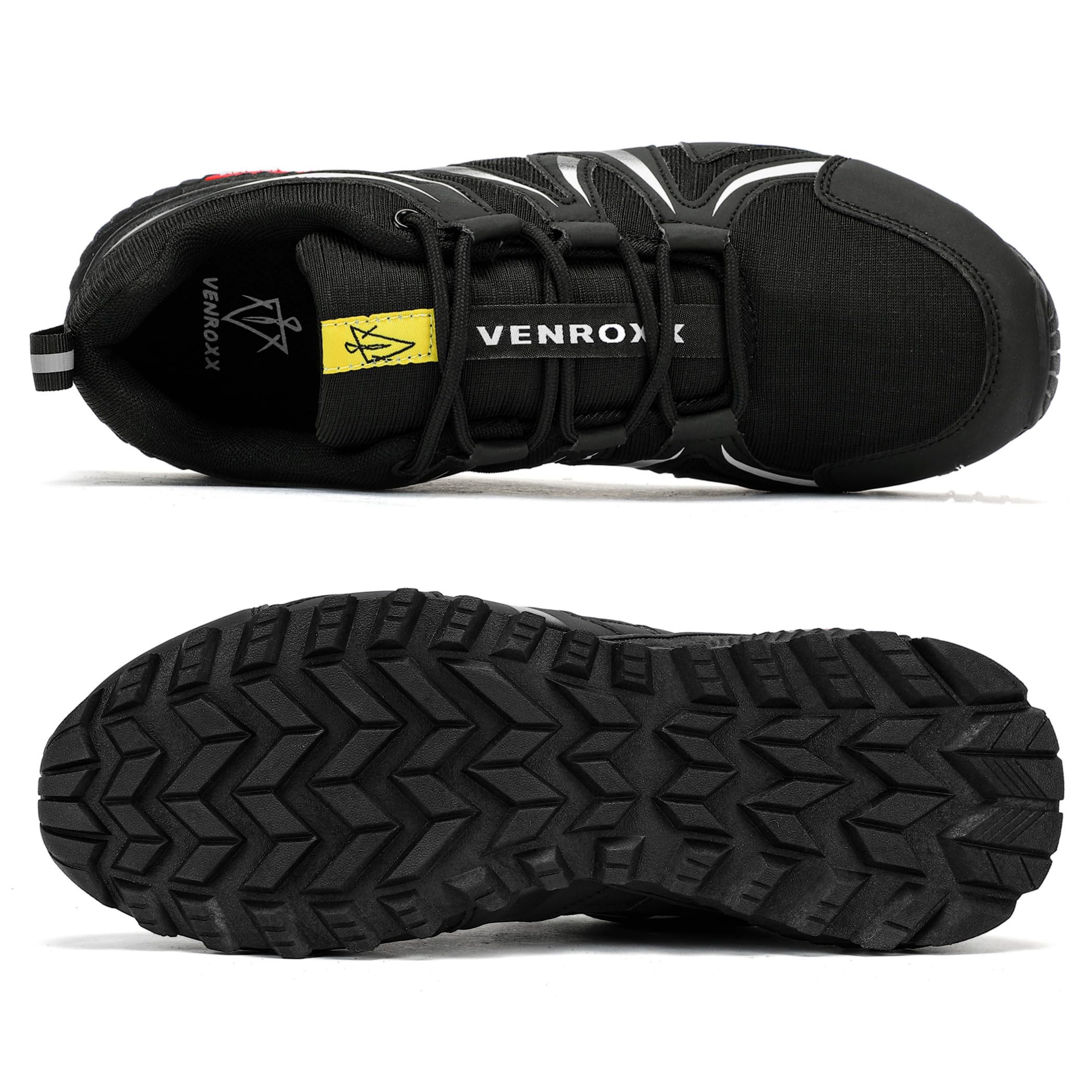 VENROXX Traillaufschuhe Herren Wanderschuhe Leicht Trekkingschuhe Atmungsaktiv & rutschfeste Laufschuhe Outdoor Sportschuhe Gr.39-48, Schwarz, 43 5