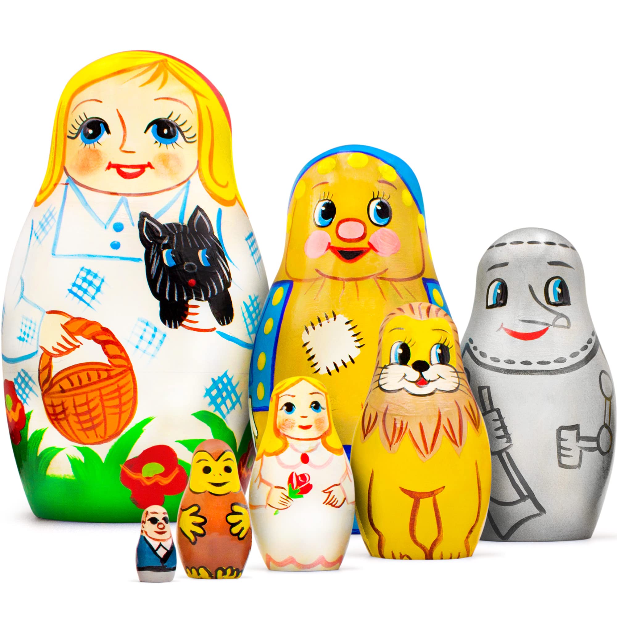 Wizard of Oz Nesting Doll Set of 7 pcs - Matryoshka Dolls with Wizard of Oz Characters - Wooden Russian Dolls with Fairy Tale Wizard of Oz Figurines