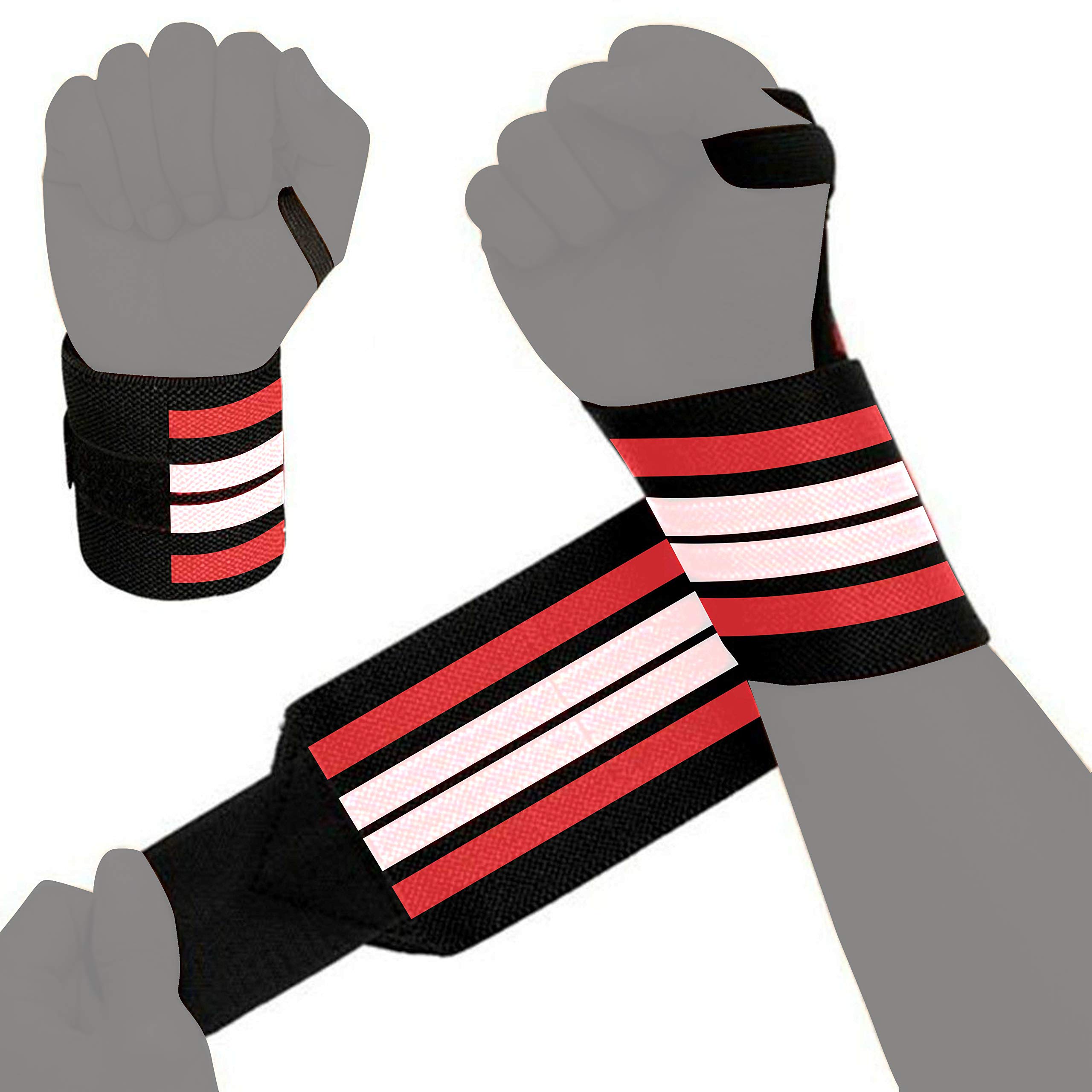 Spire Fitness Wrist Supports For Gym Weight Lifting Fist Grip Support Bar Straps Exercise Pair & One Size Fitts All (Black/Red/White)