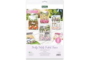 Katy Sue Pretty Petals Picket Fence Card Making Kit. Contains 8 Shaped Cards, 2 Sheets of Die Cut Decoupage, Foam Pads, 8 Envelopes & Instructions. for Card Making Supplies & Card Crafting