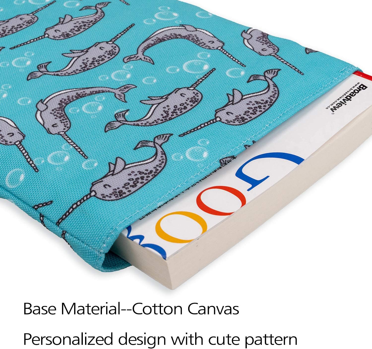 LParkin, Narwhal Design Medium Book Envelope Gift Idea Medium 11" x 8.5" Gifts for Book Lovers, Narwhal-book-sleeve - Image 4