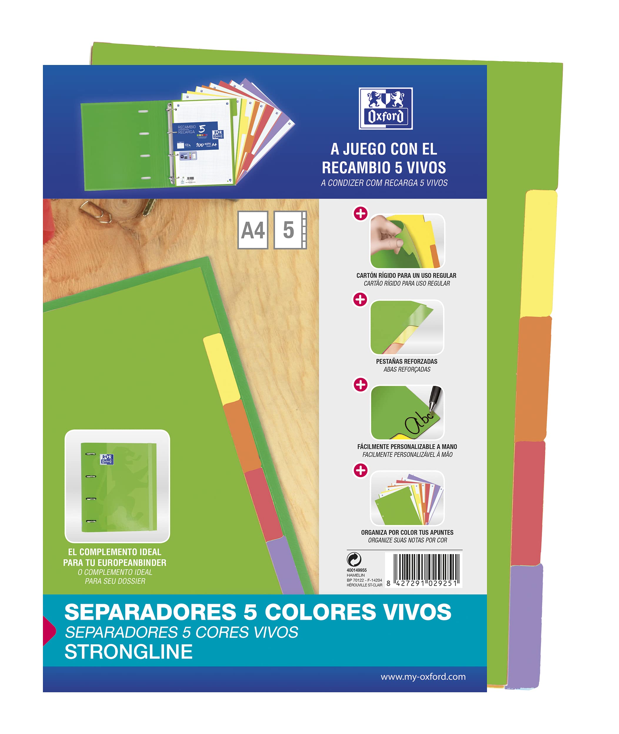 5 Position Oxford Strongline Dividers - Vivid Colours