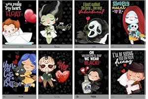 Silly Goose Gifts Classic Horror Scary Movie Character Themed Valentines Day Card School Classroom Exchange (Set of 24)