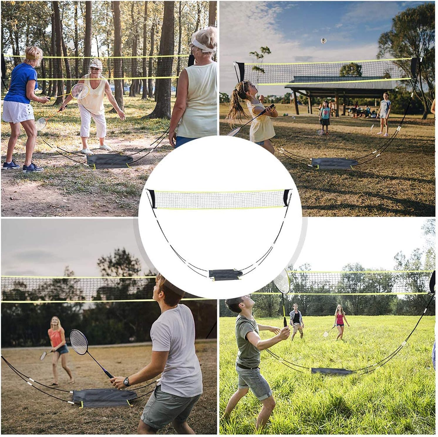AlpsWolf Portable Badminton Net Set with Stand Carry Bag, Volleyball Badminton Combo Set with Net, Folding Volleyball Tennis Net with Tent Stakes for Ball Games Backyards Outdoor Team Sports : Sports & Outdoors