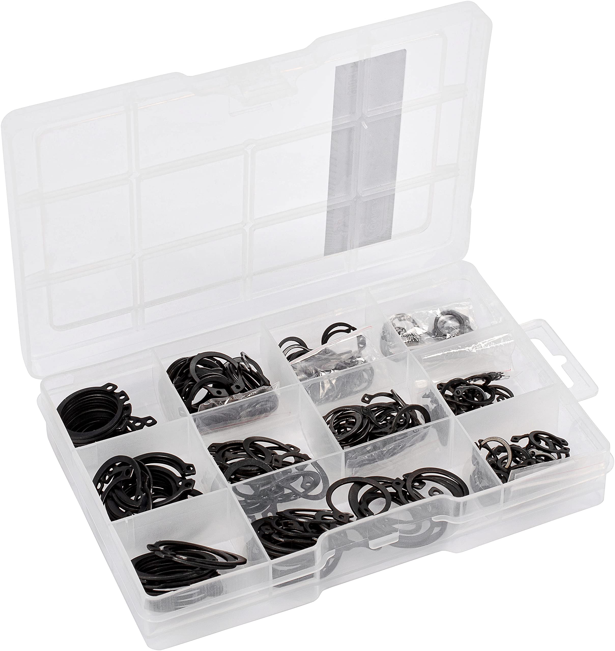 Connex DP8500121 Circlip Assortment 300 Pieces External Various Sizes in Set (3-32 mm) Pre-sorted in Practical Plastic Box/External Circlip/Assortment Box — image 1