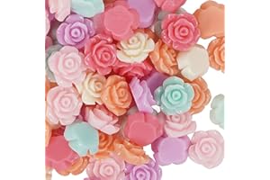 Chenkou Craft Random 100pcs Assorted of Color 8mm Rose Flower Resin Flat Back Flatbacks Loose Beads Kid's Bow DIY Craft (8mm)