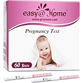 easy@Home Pregnancy Test Strips, 60 Pack with Premom App | Bulk Pregnancy Tests for Early Detection, Sealed Pouches, Easy-to-Read Results, Scan, Track &amp; Use Timer in Premom App