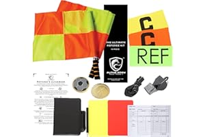 ALPHA GRAY 10 & 7 Pro USA Soccer Referee Kit w/Red & Yellow Soccer Cards, Fox 40 Whistle, Flags, REF & Captain Armbands, Ref Soccer Bag. Perfect for Pro Coaches & REF's. Youth & Adults