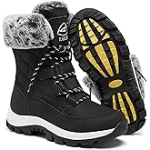 EARLDE Women's Snow Boots Waterproof Winter Boots Mid-Calf Outdoor Lightweight Warm Faux Fur Lined with Non-slip Sole