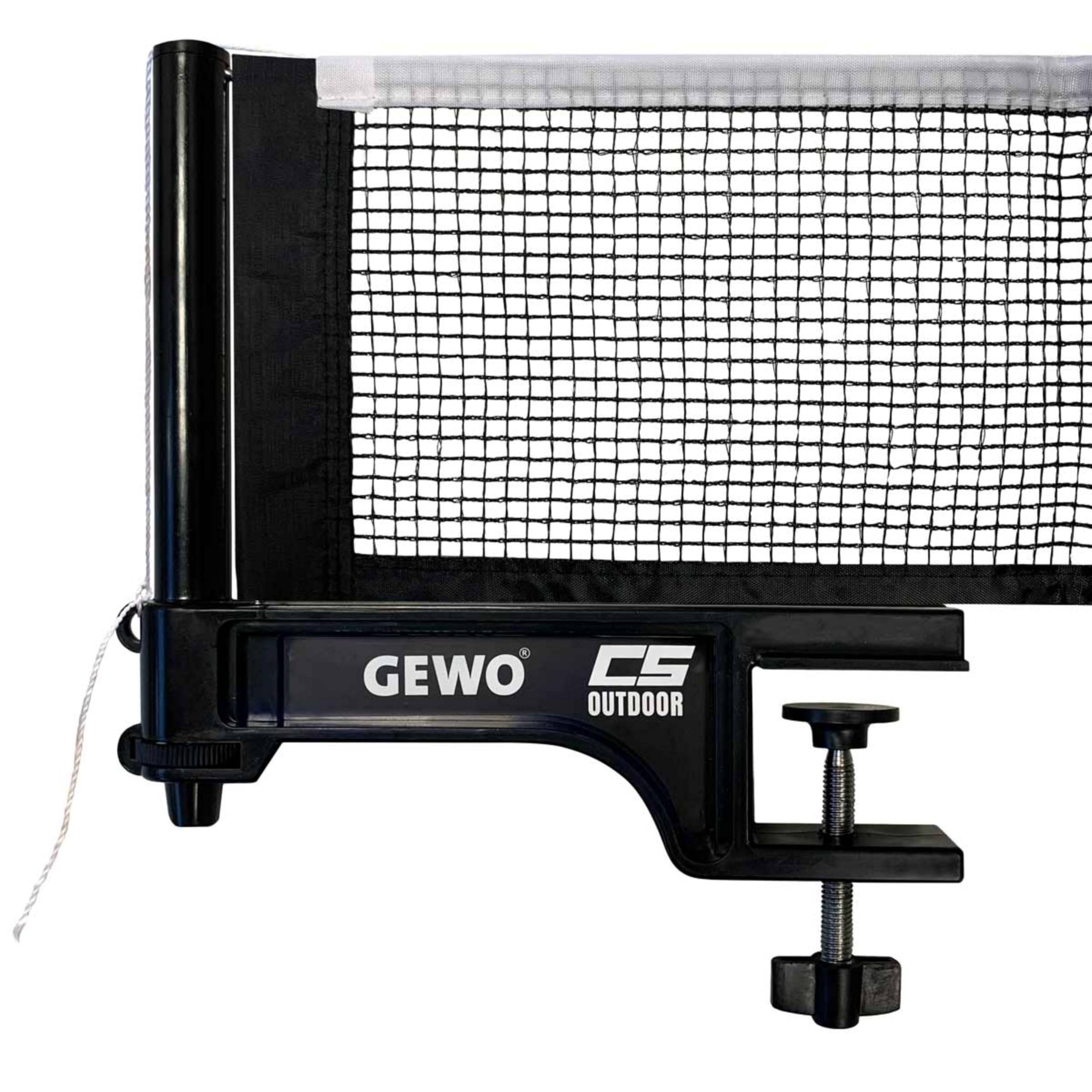 GEWO CS Outdoor Table Tennis Net - Weatherproof Table Tennis Net for Outdoor Use - Robust Net Set Brackets and Handy Height Adjustment Screw - Easy to Assemble, Sturdy Black Yarn