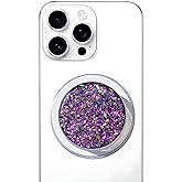 Magnetic Phone Handle Compatible with Phones, Foldable Phone Grip Stand for Smart Phones, Tablet Computers and Mobile Phone Accessories - Transparent Glitter Purple