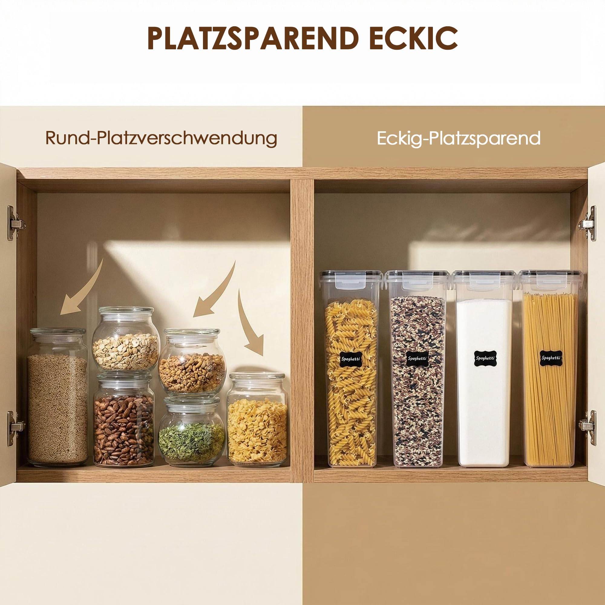 Vtopmart 2.8L Vorratsdosen Set, Müsli Schüttdose & Frischhaltedosen, BPA frei Kunststoff luftdicht,Trockenfutterbehälter, Satz mit 4, 24 Etiketten für Getreide, Mehl, Zucker usw (Schwarz) 6