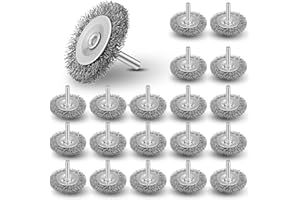 Moxweyeni 20 Pcs 2 Inch Stainless Steel Wire Wheel Brushes for Drill Bits with 1/4 Inch Shank, 0.0118" Carbon Steel Wire, for Power Operated Grinders