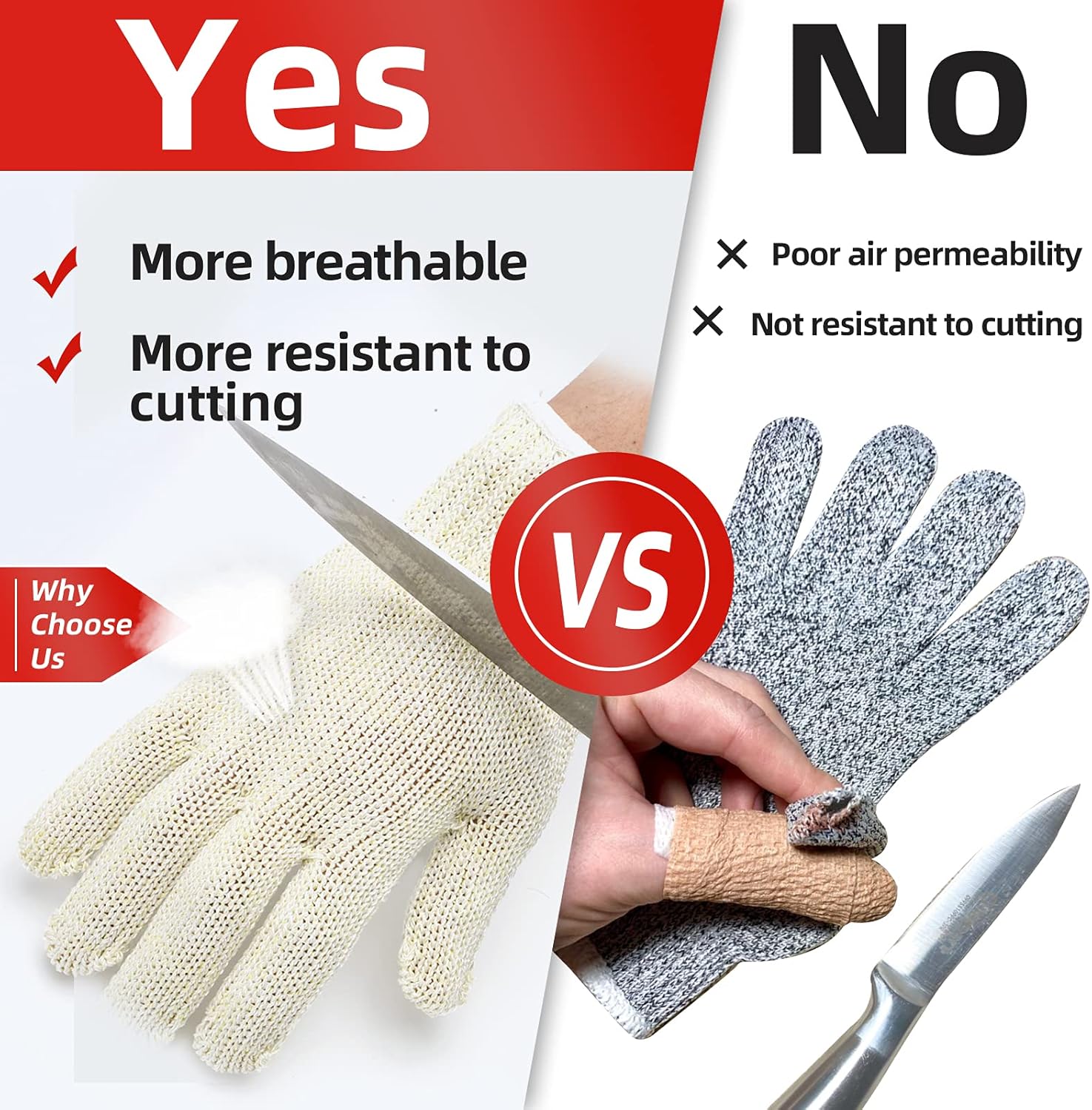 Schwer Level 8 Cut Resistant Gloves Mandoline Gloves Reliable Cutting Gloves Food Grade for Kitchen Mandoline Slicing, Meat Cutting, Oyster Shucking (L) - - 
