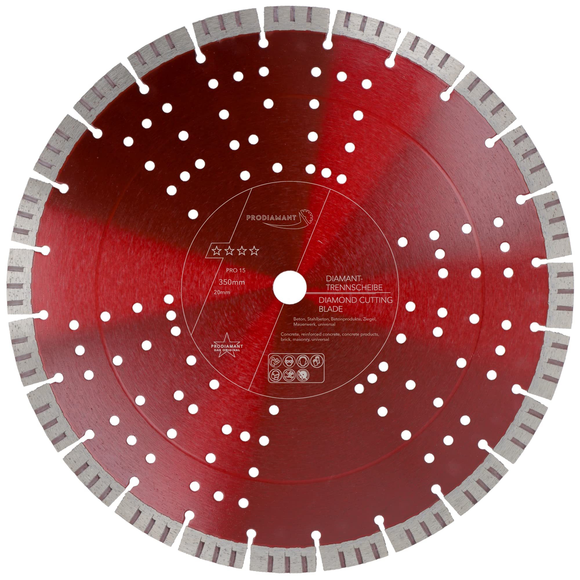 PRODIAMANT Premium diamond cutting disc concrete 350 mm 14 inch x 20 mm diamond saw blade segment height 15mm — image 1