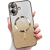 Misscase for iPhone 17 Case Compatible with MagSafe,Built-in Camera Lens Protector Full Protection Soft TPU Anti-Scratch Anti-Fingerprint Magnetic Glitter Slim Case Cover 6.3 inch Gold