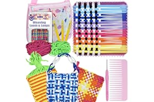 Artcome Pot Holder Weaving Loom Kit with 400 Weaving Loops of 10 Colors, Metal Crochet Hook, Shuttle, Weaving Comb, Storage H