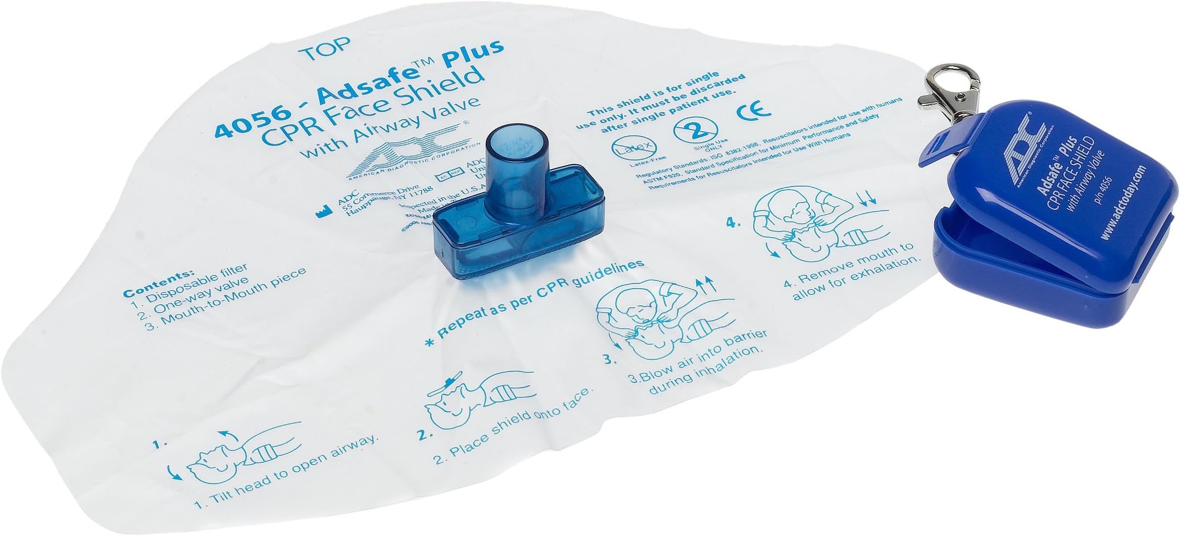 American Diagnostic 4056RB ADSAFE Face shield Plus with Keychain, Adult, Royal Blue (Pack of 2)