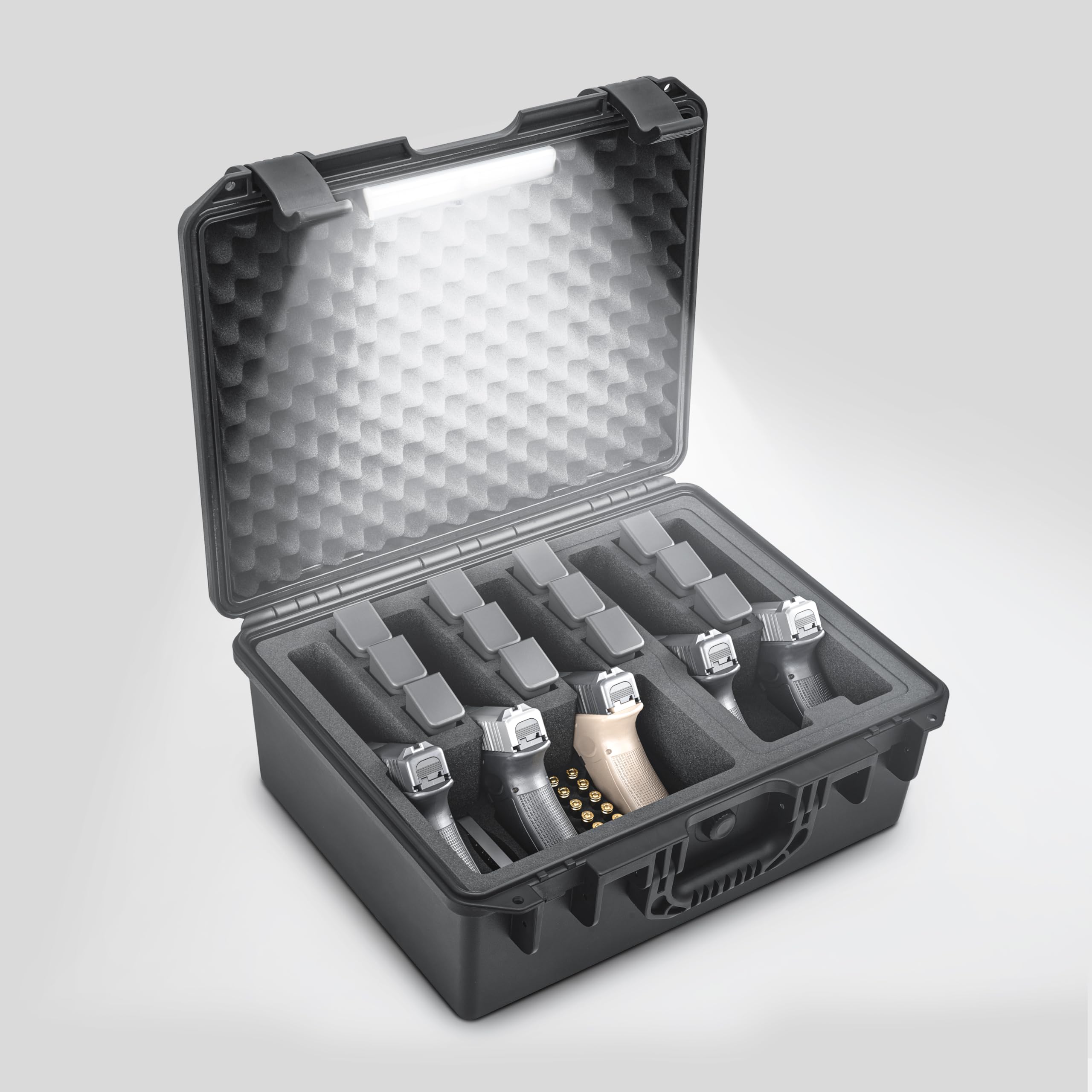 Photo 1 of Kinghardcase Gun Cases for Handguns, 5 Pistol Case & 12 Magazine Pre-Cut Multiple Pistols Shockproof Waterproof Hard Pistol Cases with Desiccant TSA Approved Firearm Travel Case