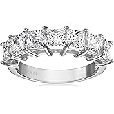 Amazon Essentials Platinum-Plated Sterling Silver Infinite Elements Princess Cut Cubic Zirconia Ring (1 cttw, 2 cttw, or 3 cttw)