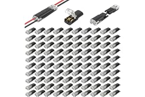 100 PCS Double Wire Plug in Connector Led Light Strip, 2 Pin Low Voltage Electrical Cable Connectors with Locking Buckle, Sol