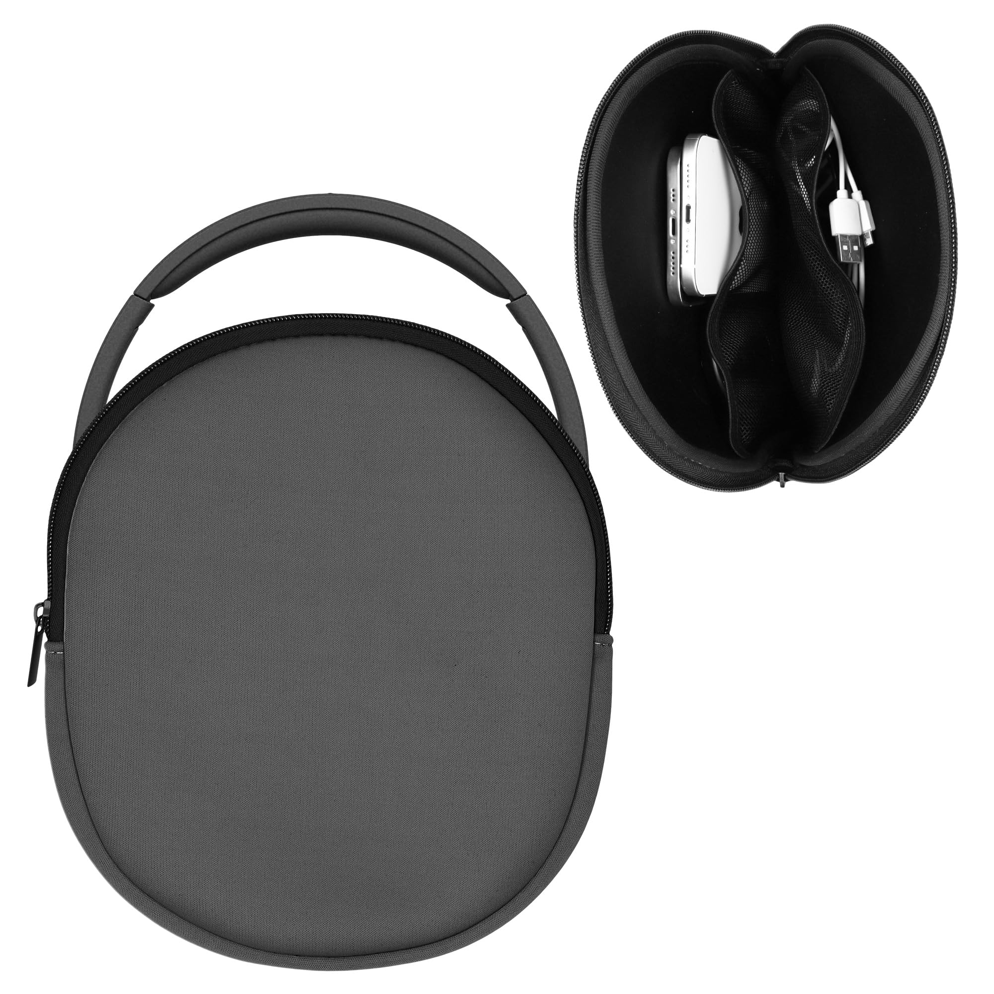kwmobile Headphone Case Compatible with DOQAUS / H390 / WH-CH520 / WH-CH510 / Evolve 2 75 Headphones - 23 x 21 cm - Grey