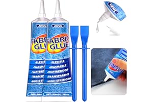 Jevvu Fabric Glue Permanent, 100ml Strong Fabric Adhesive for Clothes, Permanent Washable Material Repair Glue for Fabric, Crafts DIY, Upholstery, Textiles, Felt and Badges, Doll Repair (100ml)