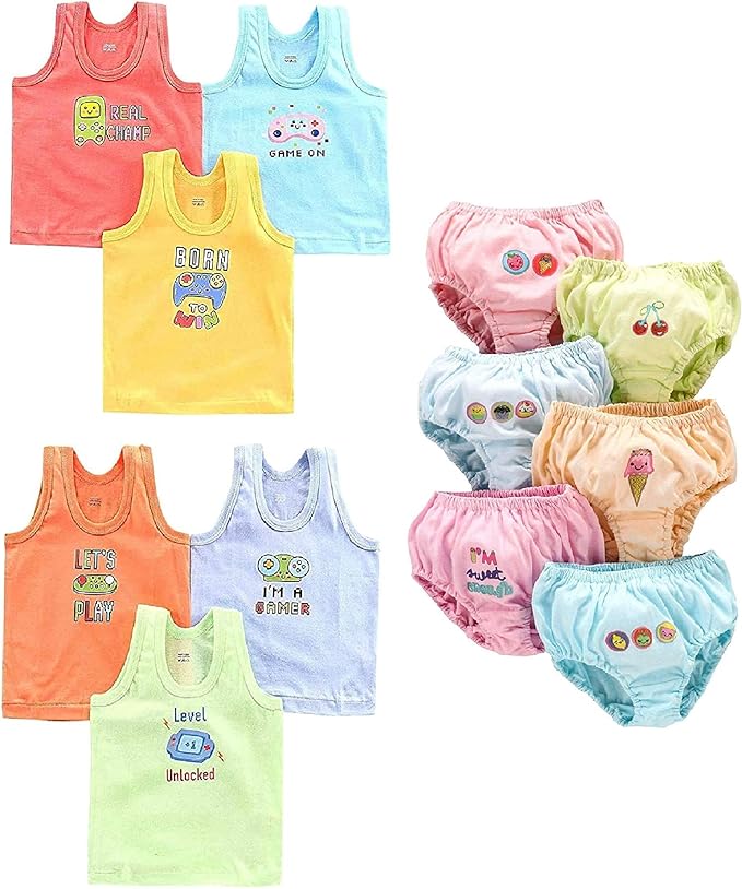 KSHIVA Soft Cotton Regular Fit Baby Sando Innerwear Baniyan for New