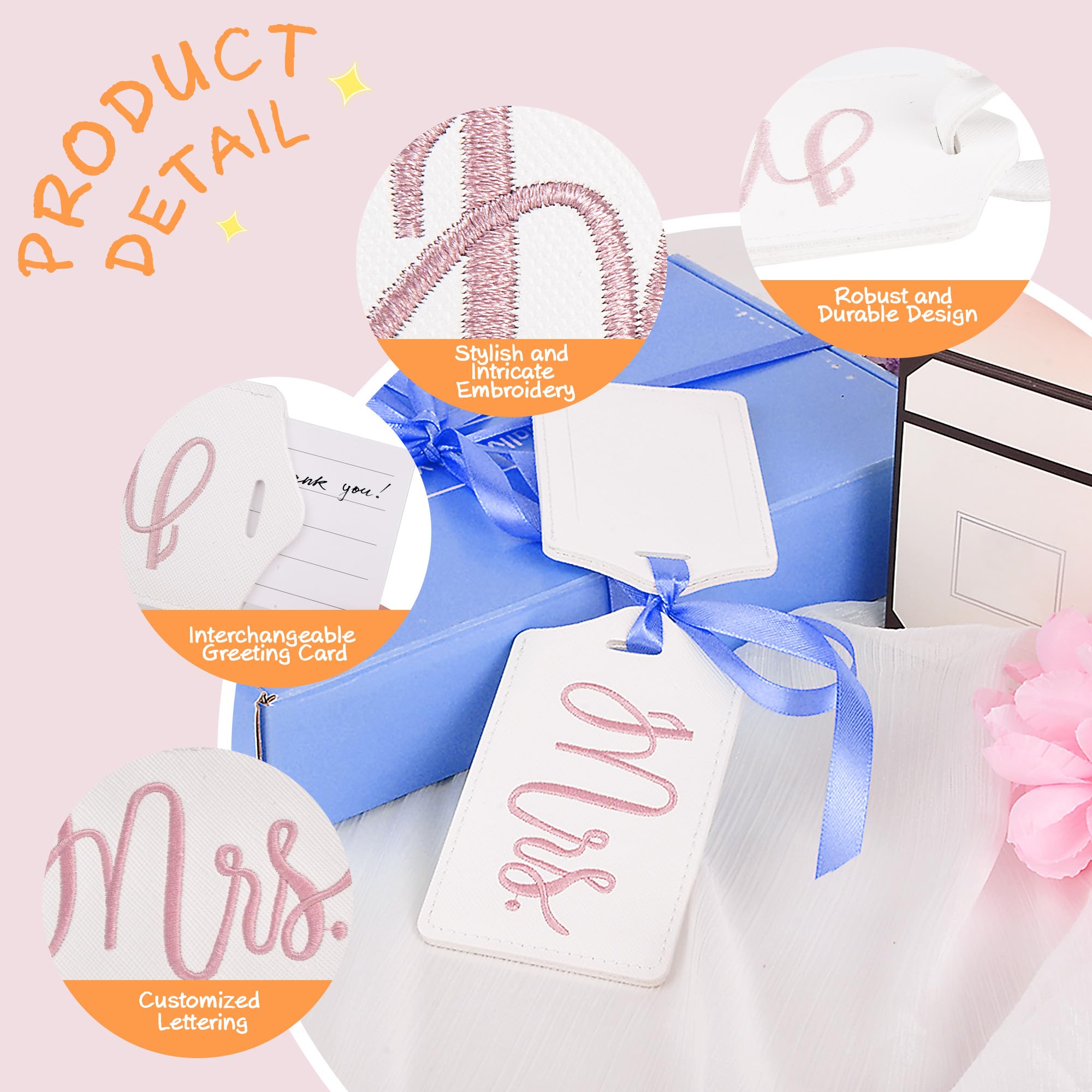 Mr and Mrs Tags, Wedding Gifts for Couples 2025, Luggage Tags for Suitcases, Bridal Shower Gifts for Vacation, Bride Travel Essentials for Women