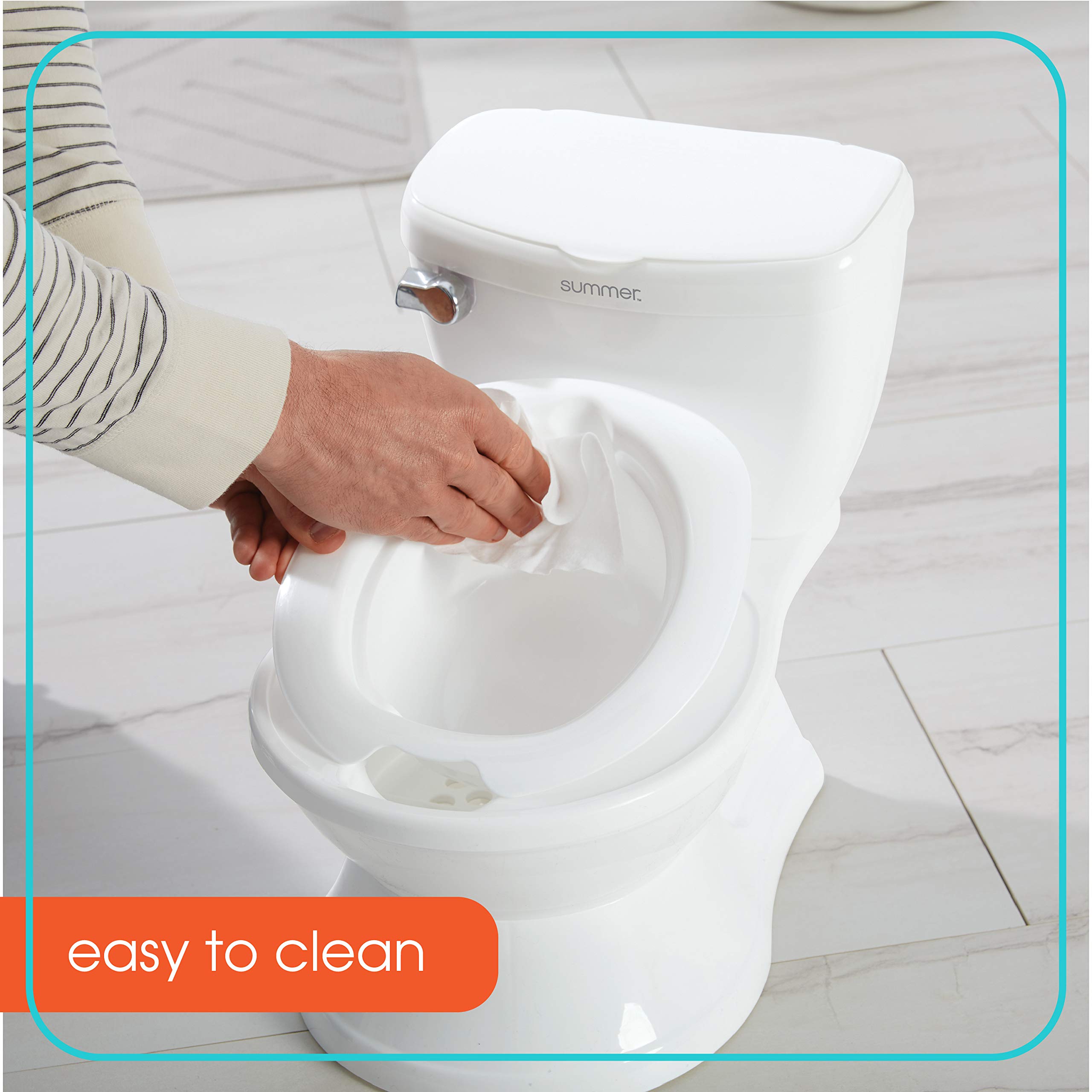 Ingenuity My Size Potty with Transition Ring & Storage,White-Realistic Potty Training Toilet-Features Interactive Toilet Handle, Removable Potty Topper and Pot, Wipe Compartment, and Splash Guard