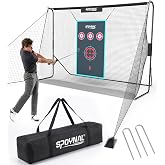 SPOYNAL Golf Practice Net, 10 x 7 FT, Auto Ball Return, Indoor &amp; Outdoor | Heavy-duty hitting net with target cloth and carry bag for driving, chipping and swing practice in backyard or home