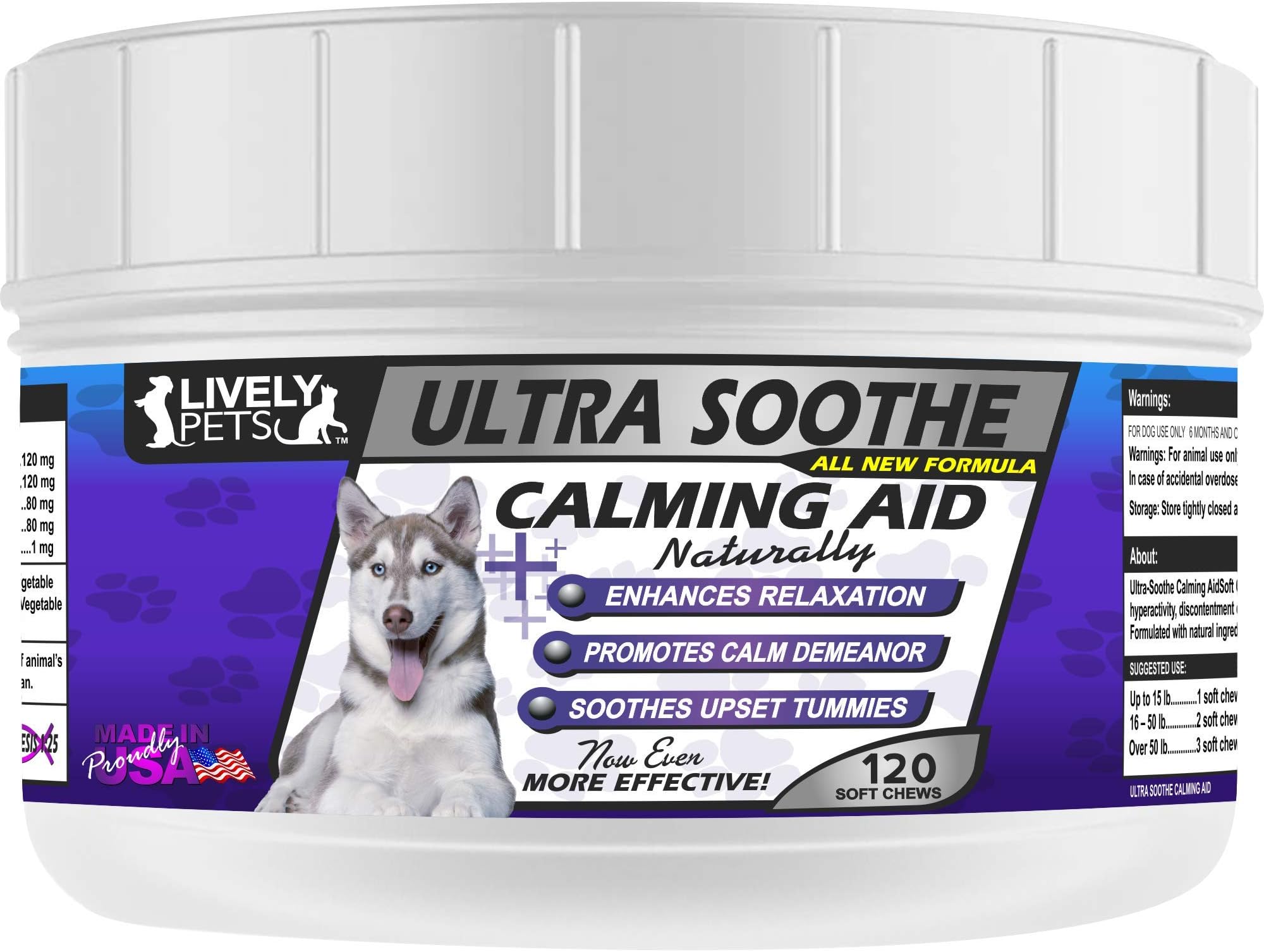 Lively Pets Calming Treats for Dogs - Anxiety Relief and Stress Reduction Soft Chews - Melatonin for Dogs with Valerian Root and Chamomile - Great for Fireworks, Thunderstorms, and Travel