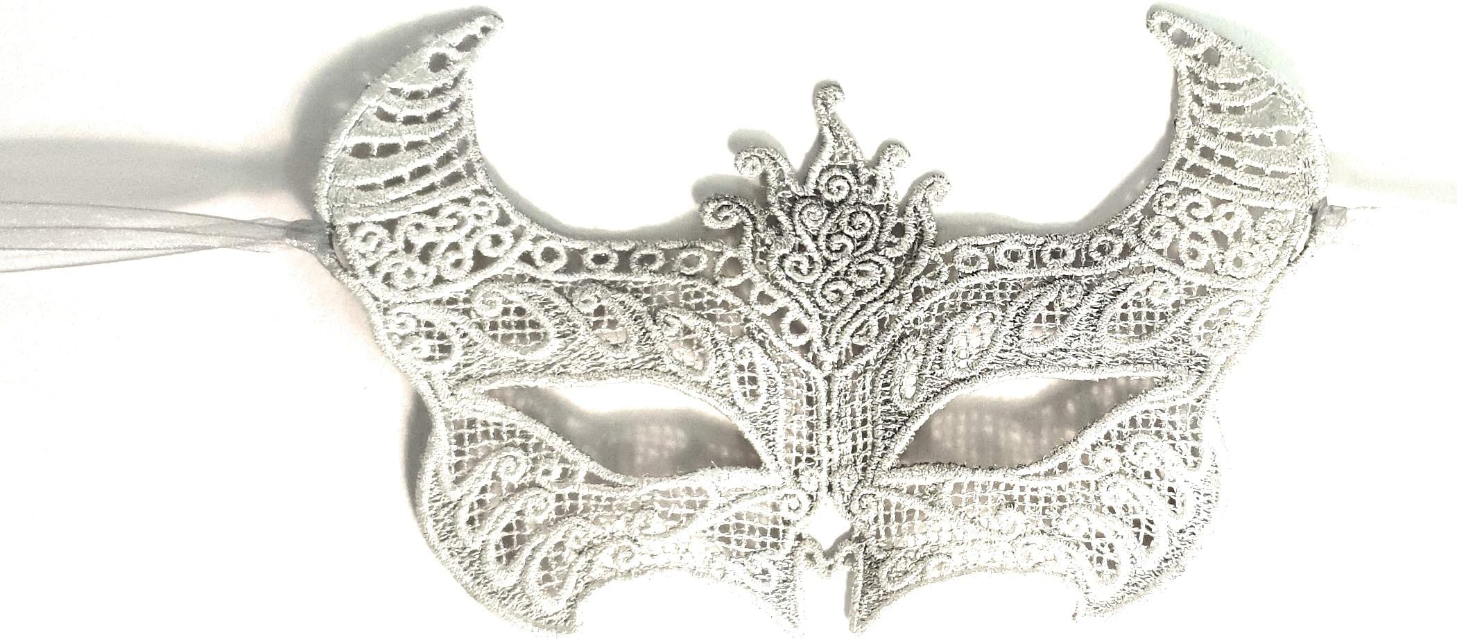 Samantha Peach Stunning Silver Diavolo Devil Lace Masquerade Mask Masks