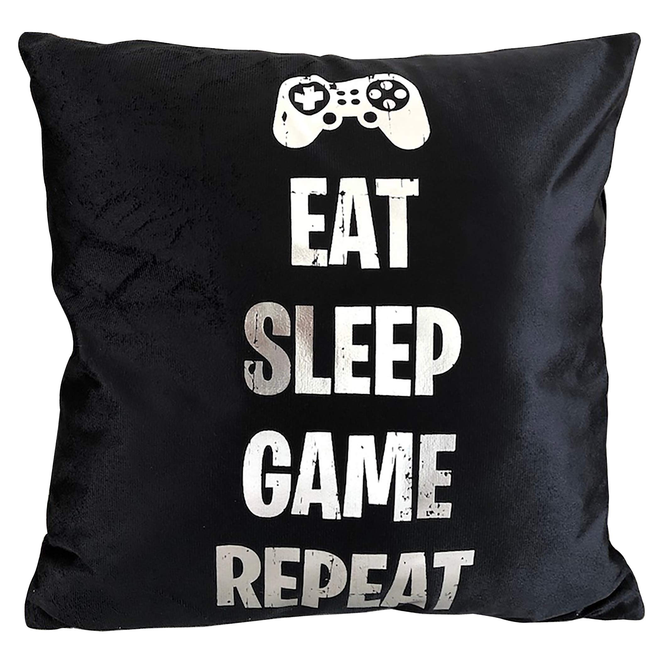 Sass Party & Gifts Eat Sleep Game Repeat Cushion Cover - Great Gift for A Gaming Fan