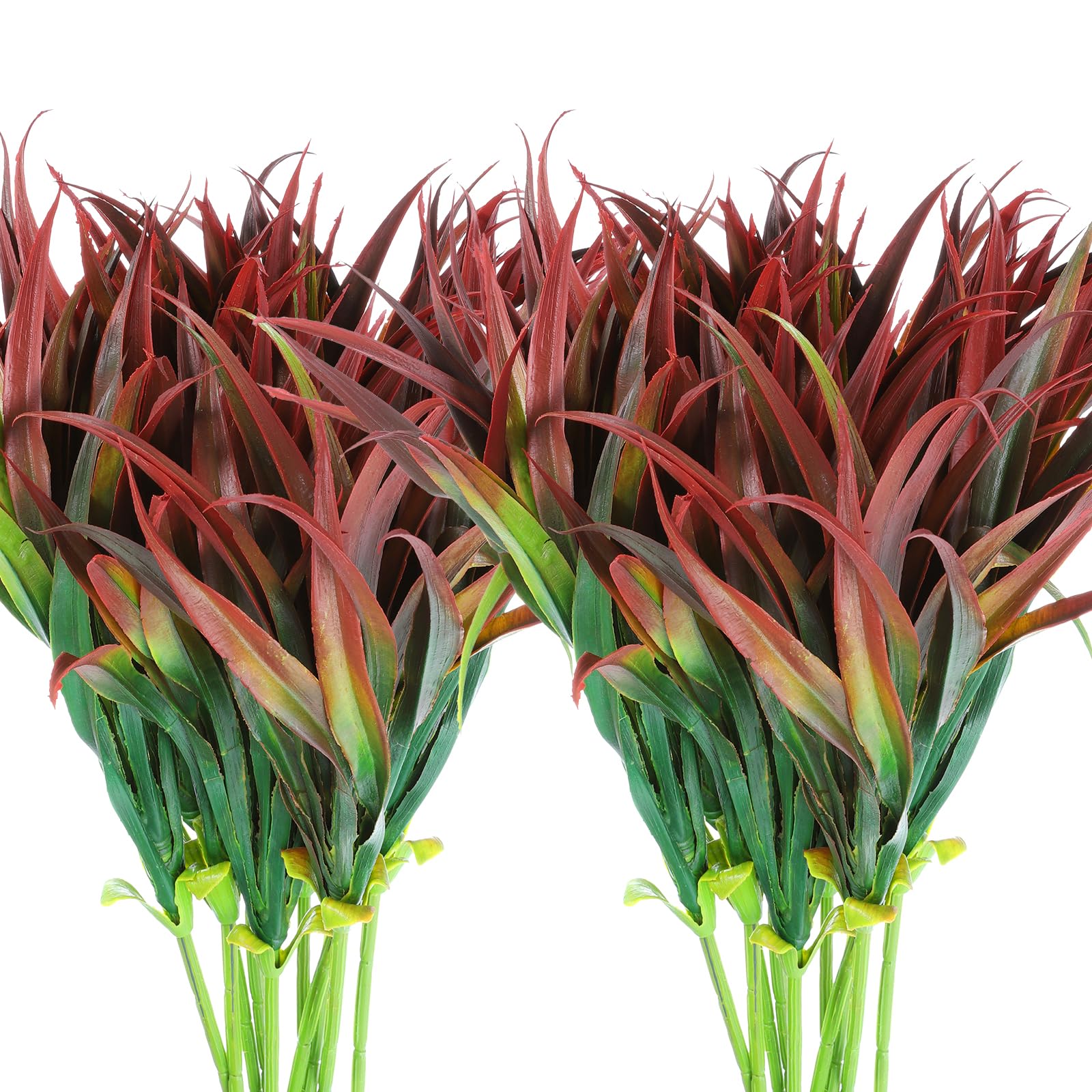 PATIKIL 18" Artificial Fake Plants Grass, 12Pcs Plastic Outdoor Fake Grass Faux Orchid with Stems for Hanging Planter Home Garden Decoration, Red Green