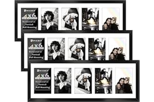 Picrit 8x24 Black Collage Picture Frame 3 Pack, Fits Five 4x6 Photos or One 8x24 Picture, Gallery Frame Set - Poster Frames for Horizontal or Vertical Display