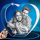 ArtPix 3D Crystal Photo, Personalized Gifts for Women, Wife, Men, Mom, Father, Her, Him, Dad, Grandpa, Great Customized Gift with Your Own Photo, Custom Glass 3D Laser Etched Picture Wedding - Heart