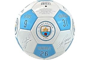MACCABI Official Manchester City FC Soccer Ball with Player Signatures and Player Numbers, Size 5