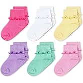 CozyWay Baby Ruffle Socks Baby Girl Turn Cuff Ankle Comfy Cotton Socks Infant - 6 Pack